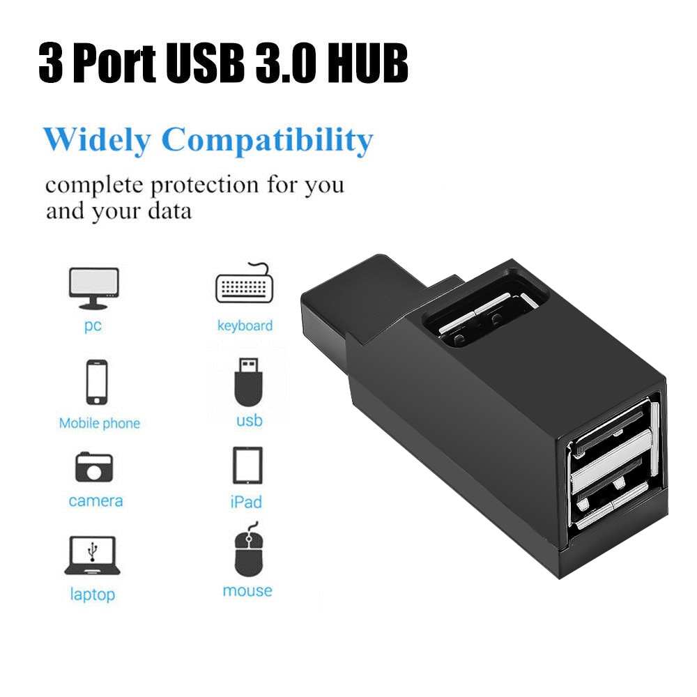 Kebidu USB Splitter 3 Ports USB Hub 3.0/2.0 Mini USB High Speed Hub Mini Hub For PC Laptop U Disk Card Reader For Mobile Phone
