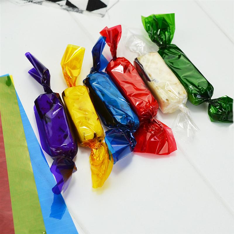100 Sheets Transparent and Colorful Sugar Packing Paper Wrapping Paper Nougat Candy Baking Paper Cellophane Kindergarten Diy Han