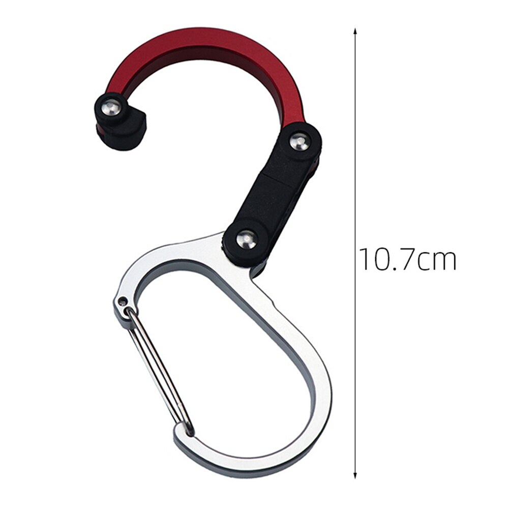 D-Ring Rugzak Karabijnhaak Gear Clip-Karabijnhaak Roterende Haak Clip Outdoor Camping Aluminium Roterende Gesp Haak: Rood