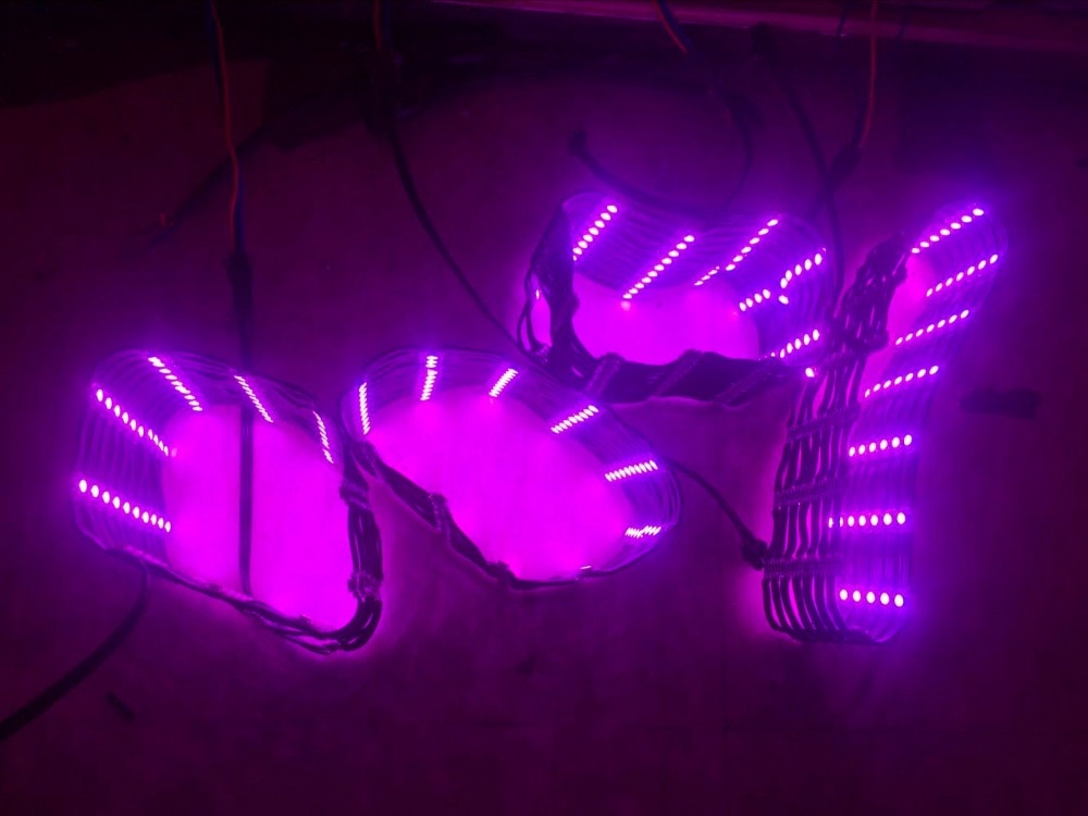 100pcs/string addressable WS2812B RGB led with heatsink;DC5V input;3cm wire spacing;with all black wire and black frame on led