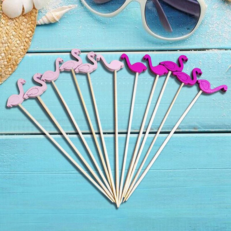 100pc flamingo bambus pick buffet ananas kaktus blade cupcake frugt gaffel dessert salat pind cocktail spyd til fest indretning
