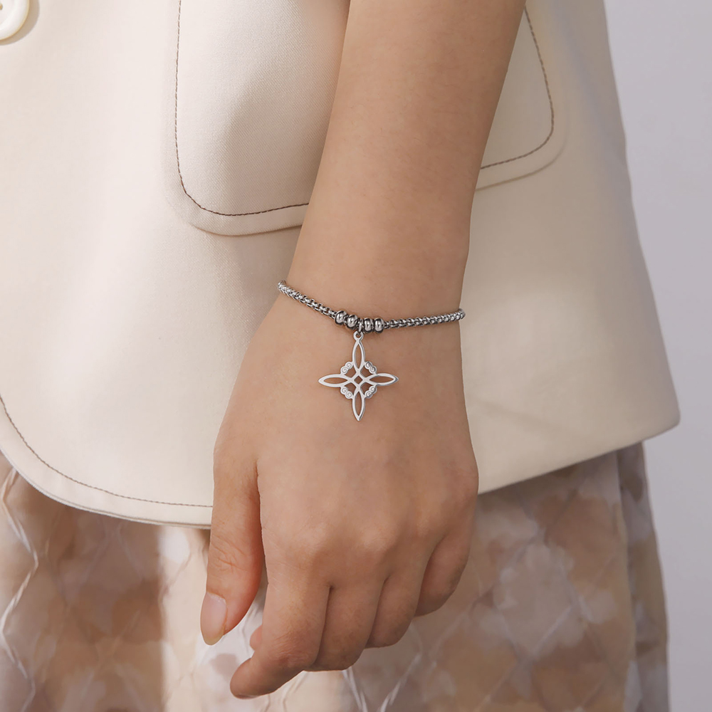 Dawapara – Bracelet à breloques avec nœud de sorcière pour femmes, amulette de Protection des nœuds celtiques, chaîne de perles en acier inoxydable, bijoux Wiccan de sorcellerie
