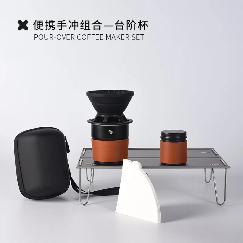 Set da caffè preparato a mano da viaggio, tazza da campeggio portatile con filtro in silicone per auto all'aperto, utensili da caffè entry level: Luce Verde