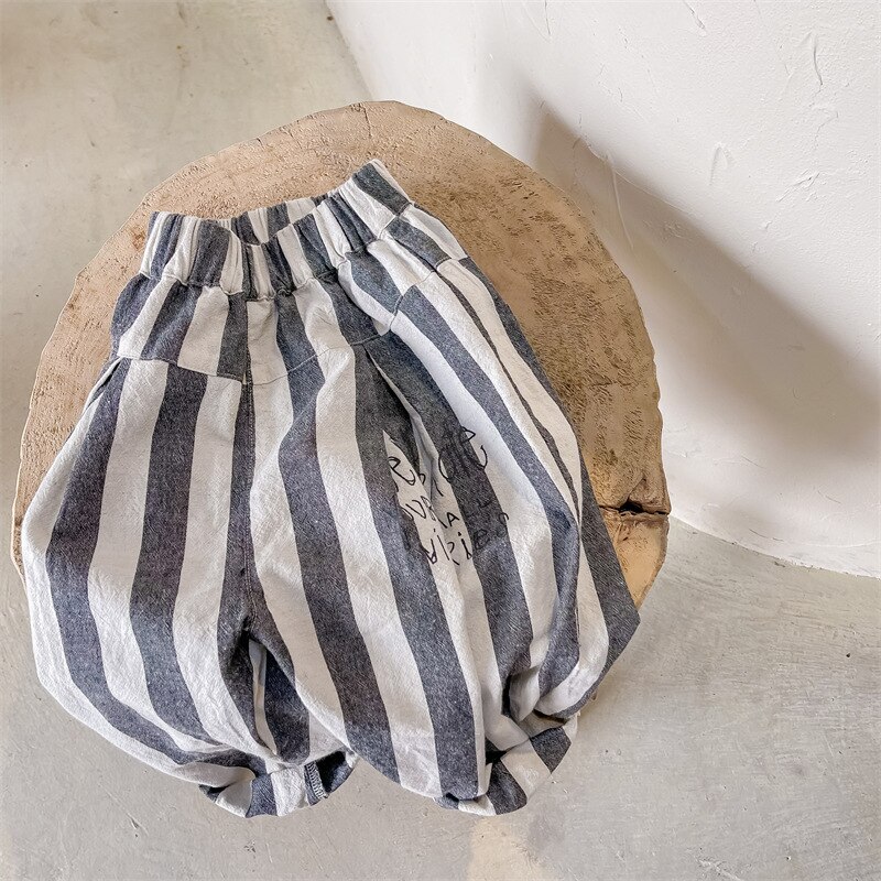 1576C 2022 Lente Kinderen Kleding Gestreepte Broek Mode Linnen Katoen Jongen Harembroek 1-7Year Girls 'Casual Broek