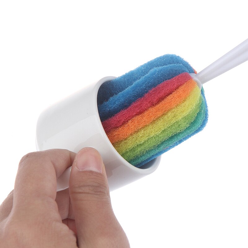 Spazzola per tazza Color arcobaleno spazzola per spugna per pulizia della cucina per bottiglia di bicchiere da vino caffè tè detergente per vetri famiglia spazzole per lavaggio strumenti