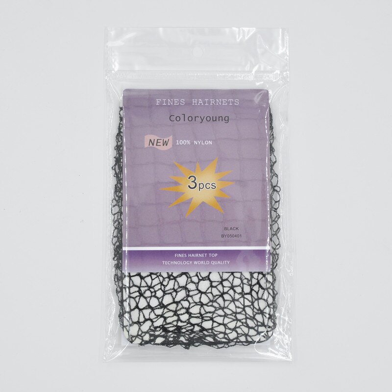 Coloryoung 3pcs/lot Black Mesh Elastic Extra-Strong Hand Woven Hair Net Disposable Dancing Hairnet for Bun