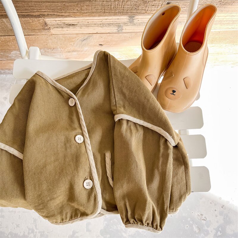 MILANCEL 2022 Spring New Kids Coat Girls Cardigan solido manica lunga ragazzi vestito in cotone lavato
