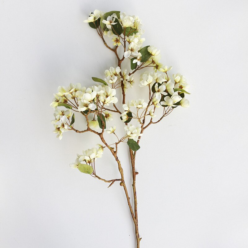 Kunstmatige kersenbloesem perenbloesem perzikbloesem kersenbloesem tak bruiloft decoratie kunstbloem buitendecoratie: Wit