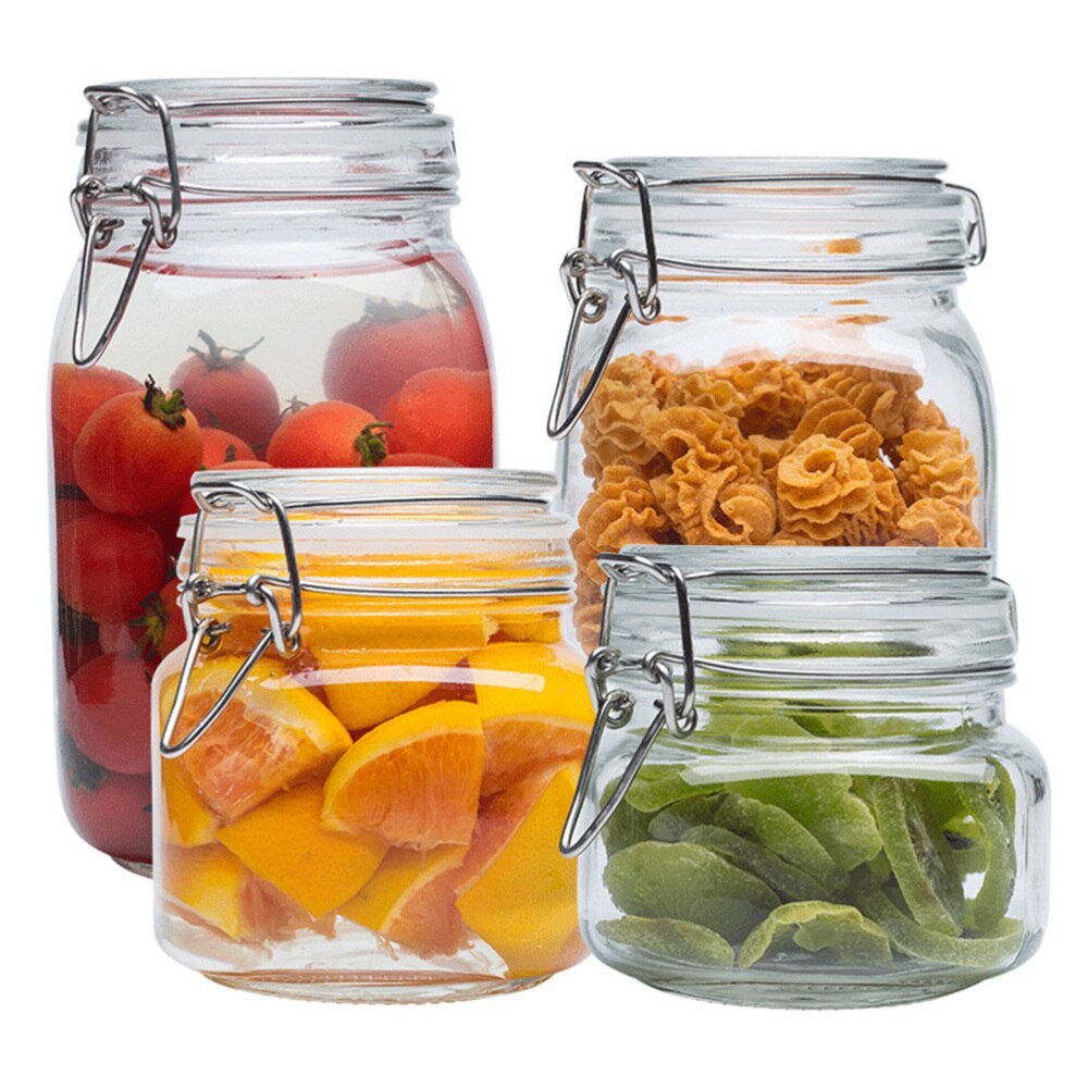 500ML Klare Quadratische Glas Gläser Lagerung Container mit Edelstahl Schnalle für Abdichtung