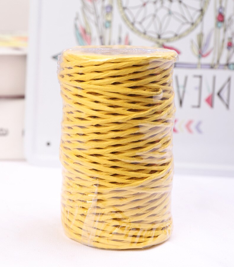 2mm 55 yards With Wire Paper Rope Kindergarten Children Weaving Paper Rattan Handmade DIY Materials To Make Flower Basket Vase: yellow