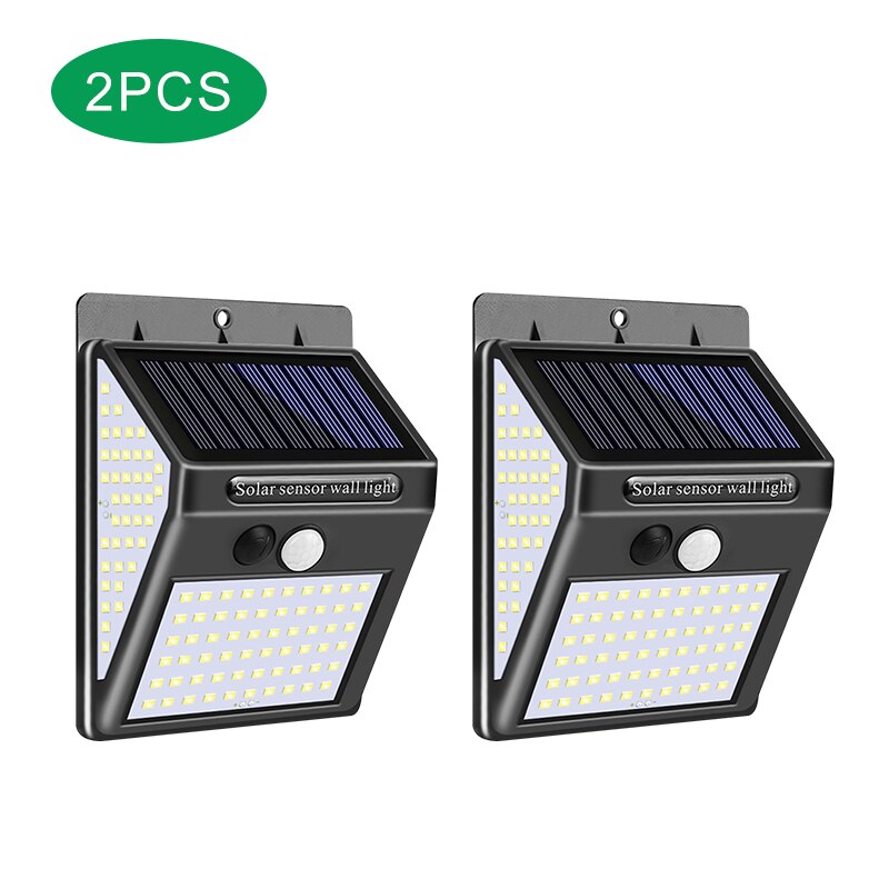 1/2/4PCS LITOM 140 LEDS Solar Light Energy Solar Garden Light IP65 Waterproof PIR Motion Sensor Sunlight For Garage Yard Outdoor: 2PCS