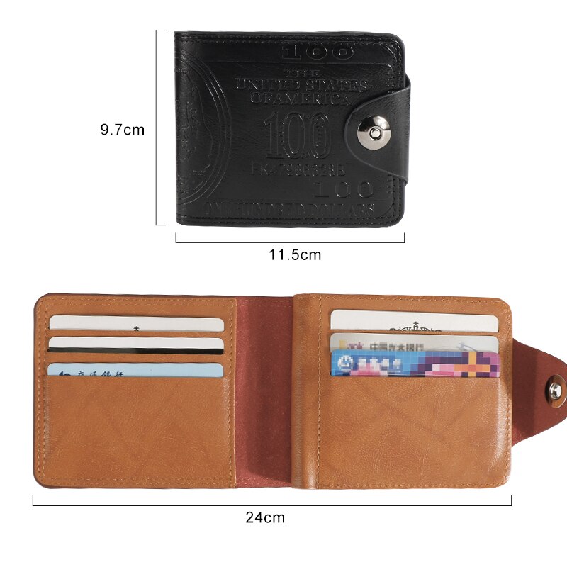 EIGBUY Leather Wallet Short Bifold Men Wallet Casual Soild Wallet with Coin Pocket Purses Male Wallets