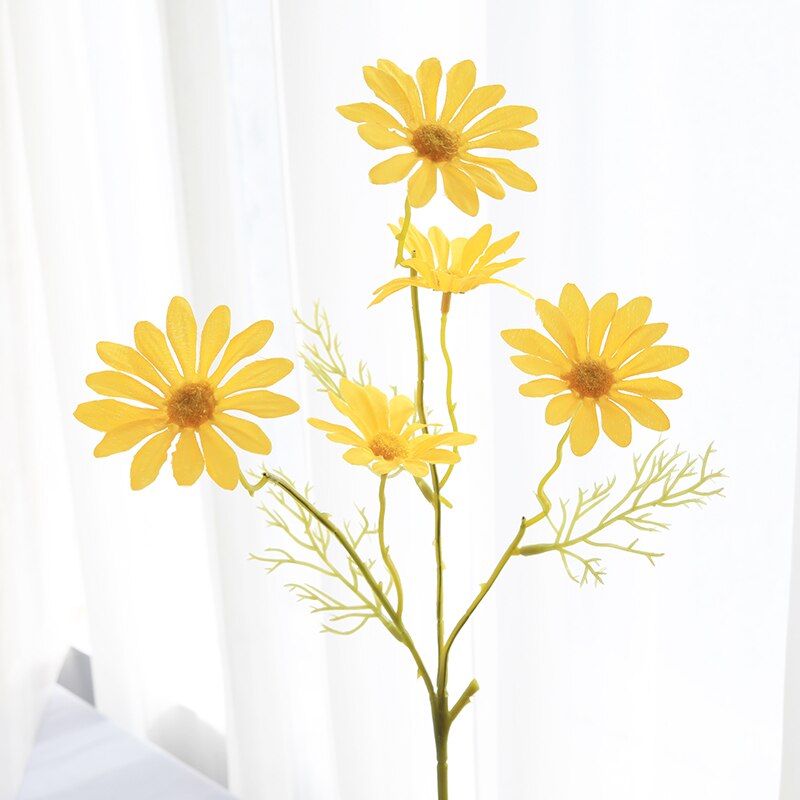 Artificial Flowers Daisy Flower Branch Silk Flowers for Crafting Home Decoration Accessories Farmhouse Decor Yellow Flowers: Yellow 1 Pcs
