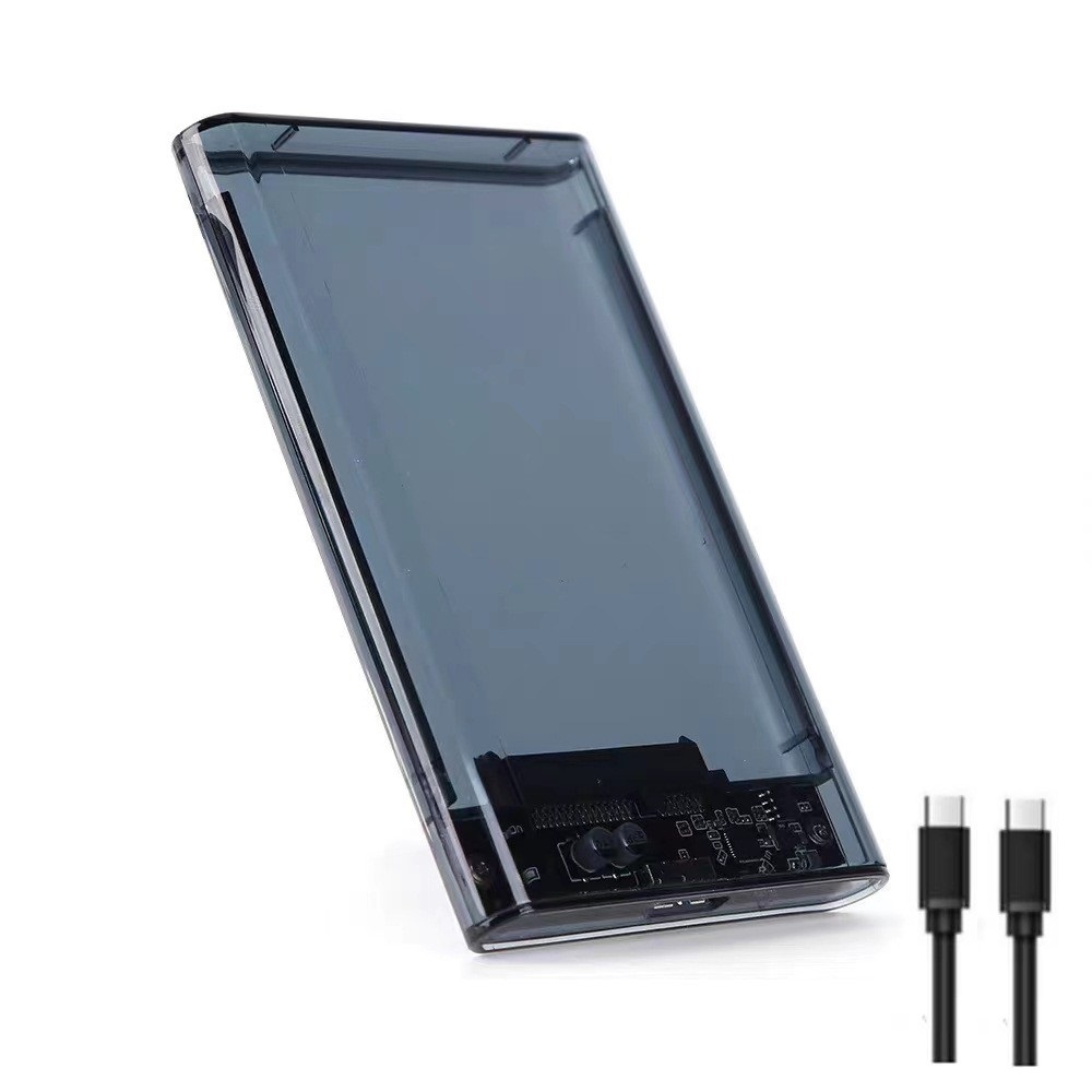 Transparent HDD Case Caddy Box HDD Enclosure 2.5 SSD SATA To USB 3.0 Type-C 3.1 Adapter External Hard Drive Box: Blue