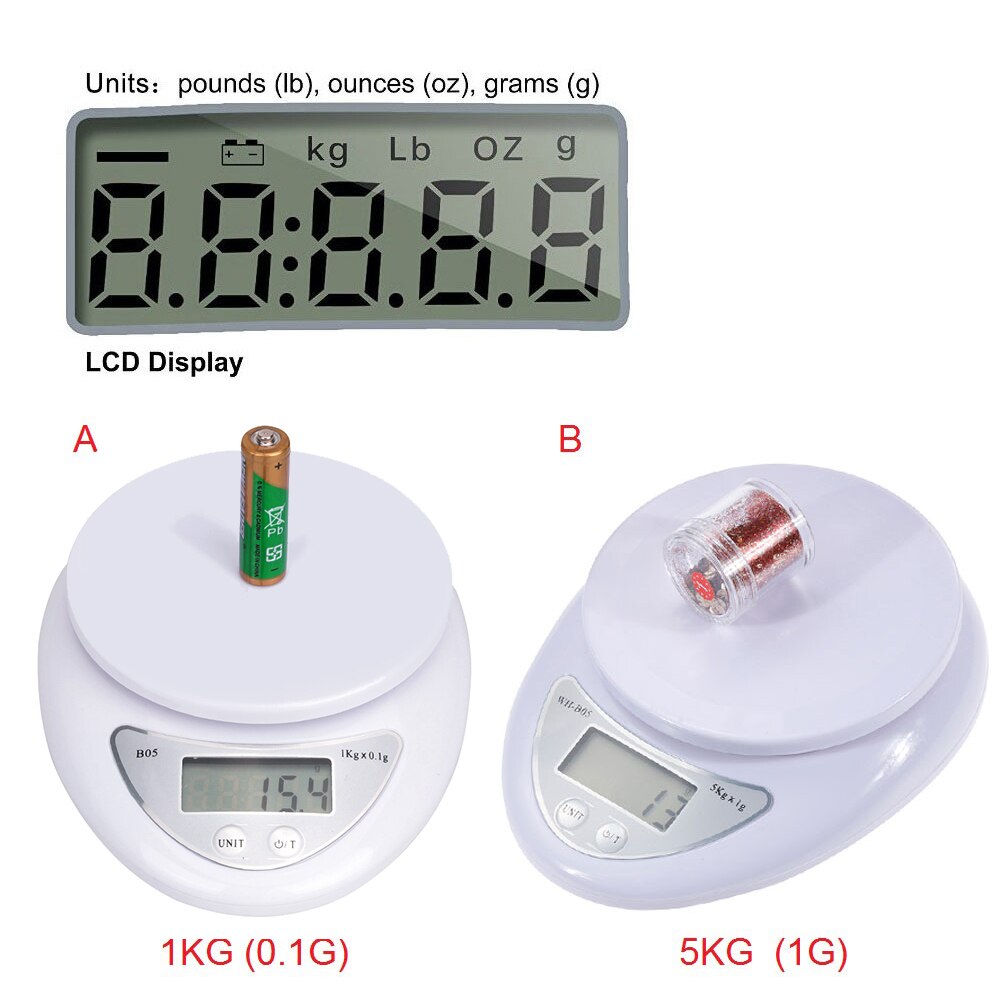 Portable 5kg/1g 1kg/0.1g Digital Scale LCD Electronic Scales Steelyard Kitchen Scales Postal Food Balance Measuring Weight Tool
