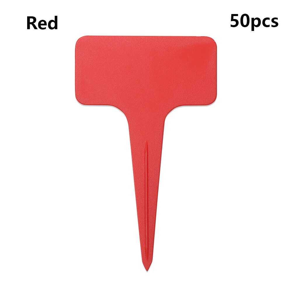 50PCS/Pack Reusable Plastic Garden Tools Farm Seedling Mark Plant Tag T-shape Flower Sign Plate Gardening Labels: Red