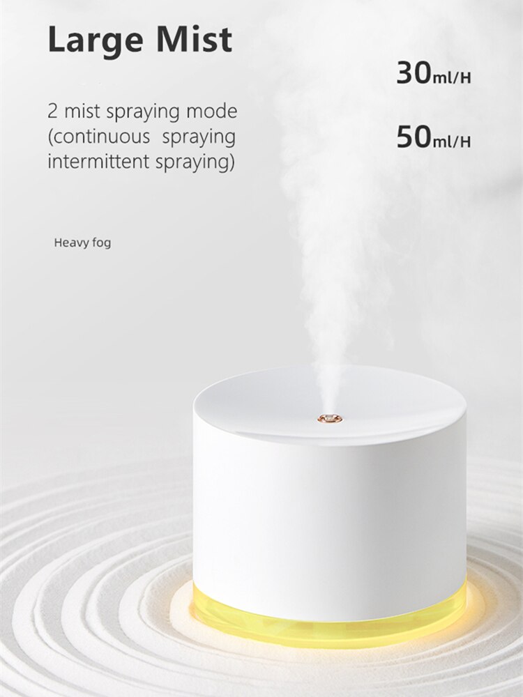 780ML Wireless Air Humidifier White USB Rechargeable Battery Aroma Diffuser With Romantic Lamp Ultrasonic Humidifiers Diffusers