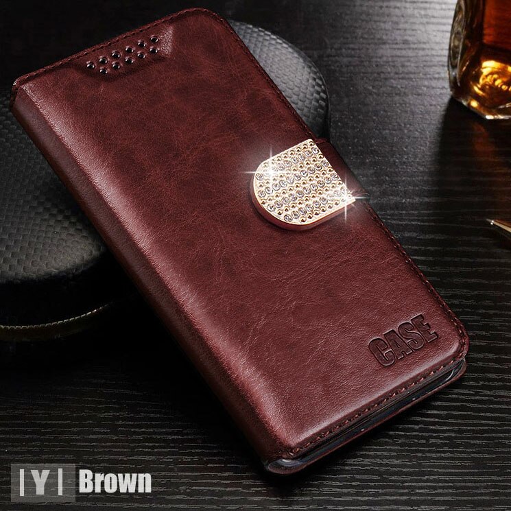 Lederen Case Voor Samsung J1 Flip Case Voor Samsung Galaxy J1 J120 J120F J1 (6) SM-J120F/DS 4.5 inch Telefoon Tassen: Brown  IYI