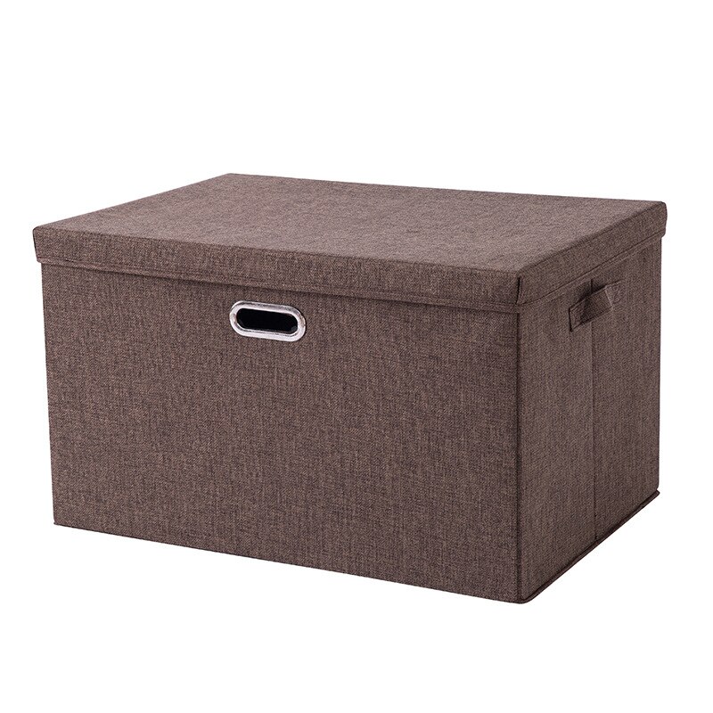 Hopfällbar förvaringsväska tjock mdf med handtag linnefilt täcke garderob tröja organiseringslåda för hem garderob sovrum barn: 44 x 29 x 30cm / Brun