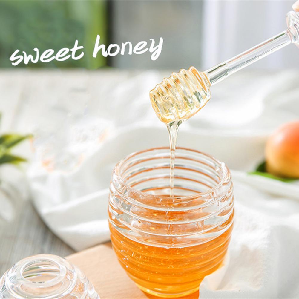 265ML Honey Pot Smooth Texture Heat Resistant with Dipper Transparent Honey Jar Pot With Stirring Rod Kitchen Honey Container