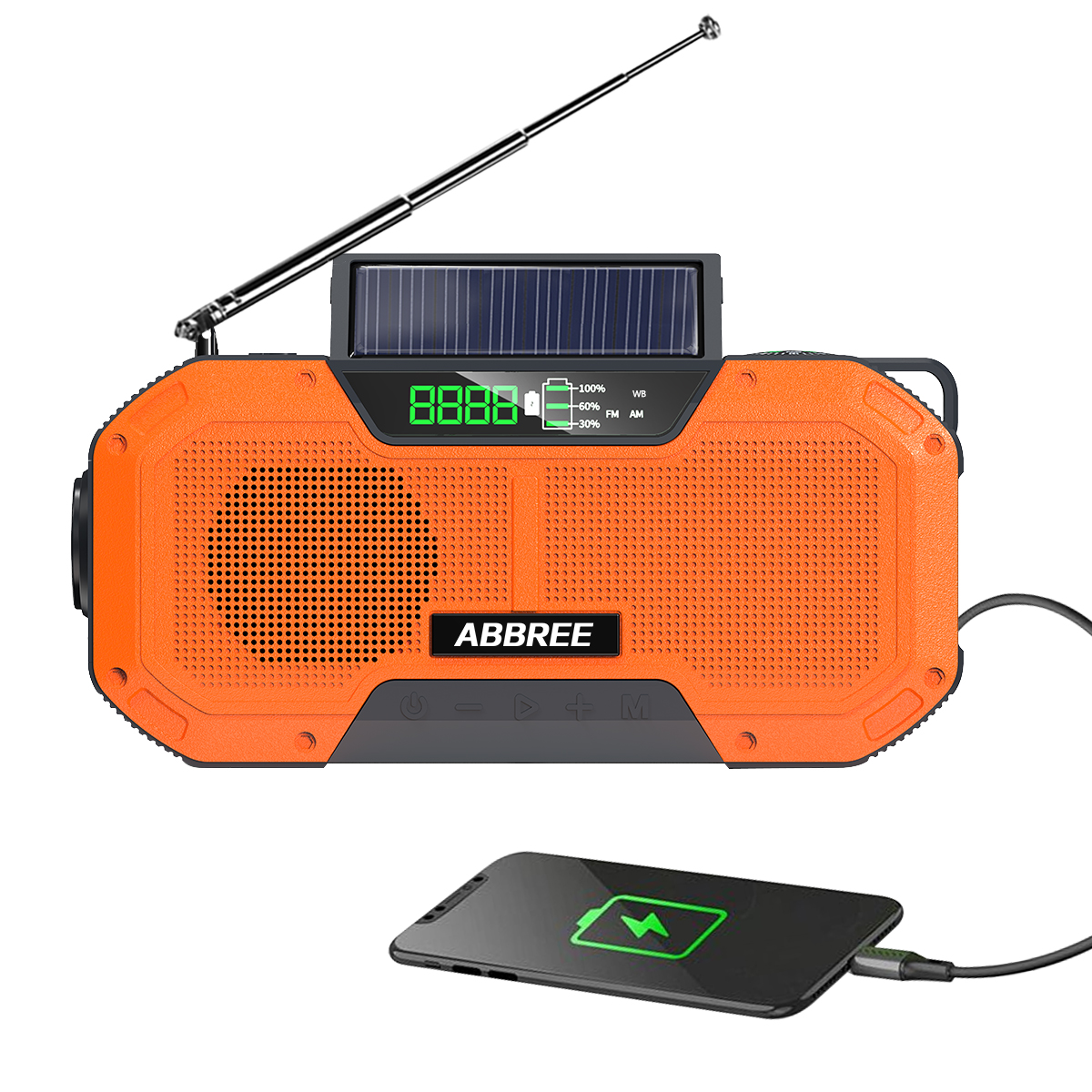 Emergency Radio 5000mAh Solar Hand Crank Portable AM/FM/NOAA SOS Radio with Flashlight&amp;Reading Lamp Cell Phone Charger