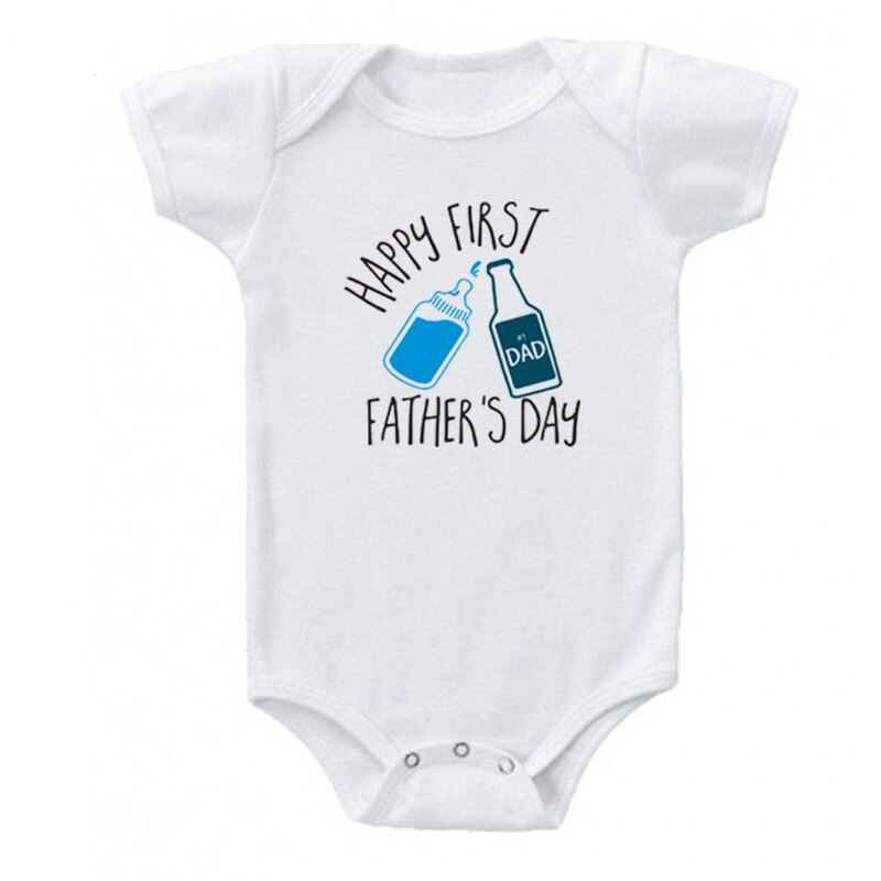 Body de algodón de manga corta para bebé recién nacido, mono con estampado feliz para el Día del Padre, traje de verano informal