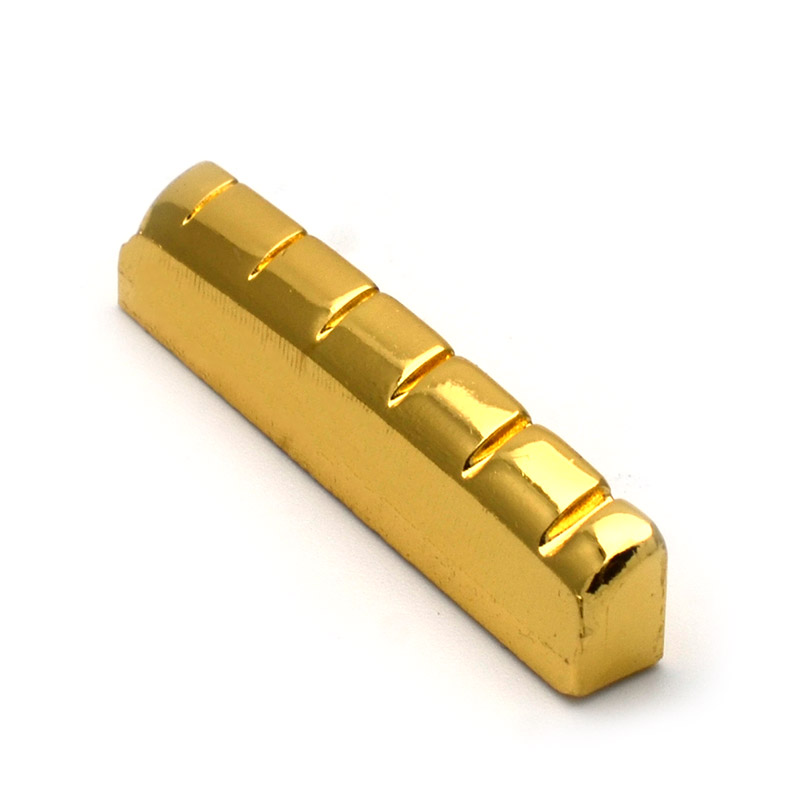 6 kielinen ura messinki kullattu akustinen kitara mutteri ja silta satula kitaran osat kultaa: 42 x 3 x 5.5-4.5mm