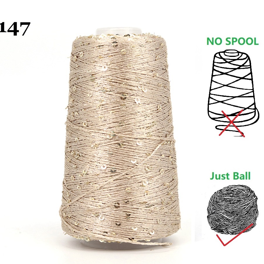 29 Color 50g/Ball /140M Sequins Cotton Yarn 6mm+3mm Special Glitter Match Thread DIY Accessories Rag Doll Knitting Lanas Crochet