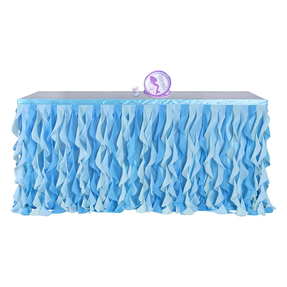 6 Ft Mermaid Curly Willow Table Skirt Tulle Table Skirt for Rectangle Table or Round Table,Tutu Table Skirt for Wedding Party: A
