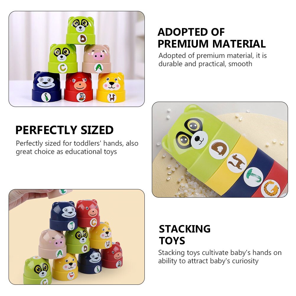 1 Set Children Cartoon DIY Stacking Games Colorful Block Stacking Toys