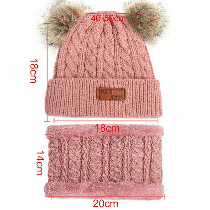 Baby Knit Hoed Meisje Hoed Set Dubbele Haarbal Cap 2 Stuks Warm Jongen Wollen Muts Sjaal Winter Accessoires Beanie skullies Gorro 0-3 Jaar