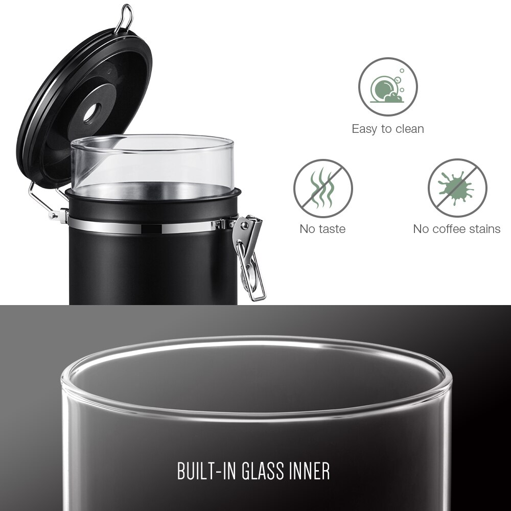 Coffee Canister With Scoop Airtight Coffee Container Stainless Steel Storage Canister Set For Coffee Beans Tea 22oz 660g