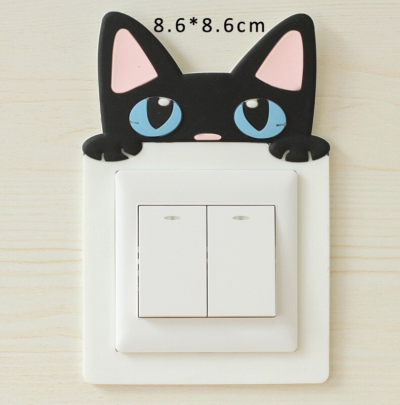 1Pcs 3D for Switch Outlet Kid Room Decor for Household On-off Protective Cover Luminous Silicone Wall Sticker Cartoon: white cat