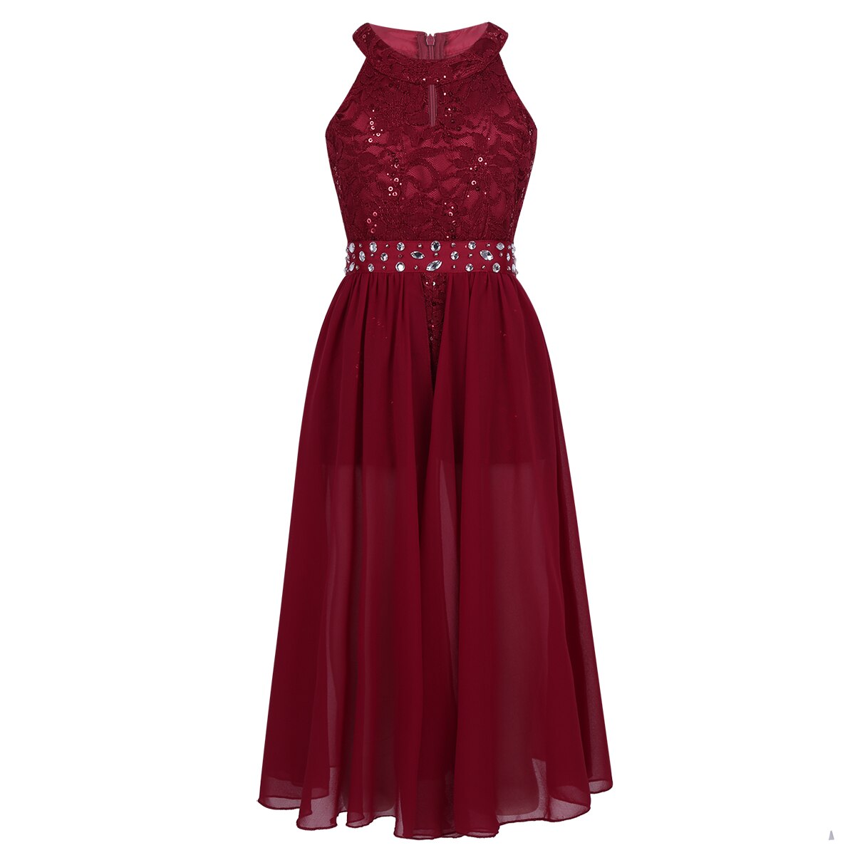 Meisjes Lyrische Dans Turnpakje Jurk Dancewear Mouwloze Bloemen Kant Strass Bruiloft Verjaardag Feestjurk: XXL / Black