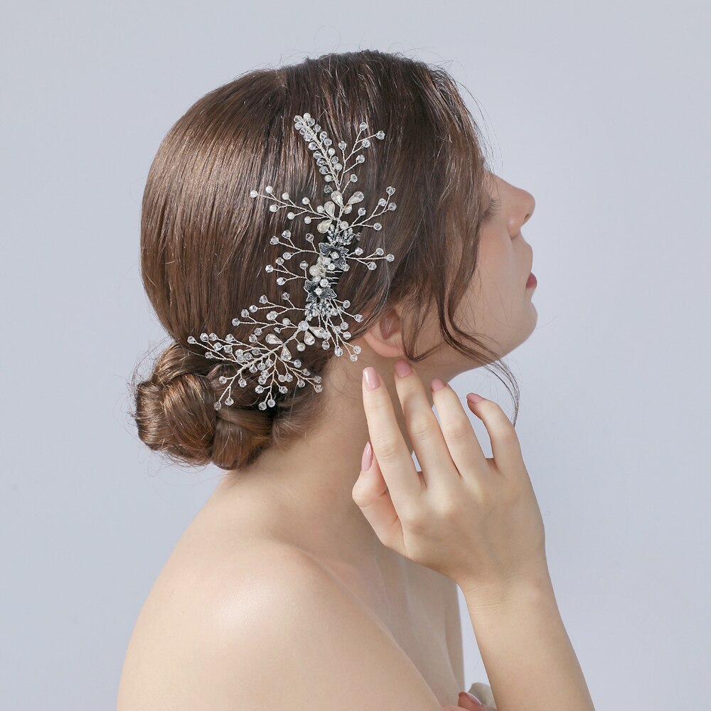 Accesorios para el cabello de boda cinta de pelo de perlas de cristal adornos para el pelo de boda joyería para el pelo de novia diademas SCHP02