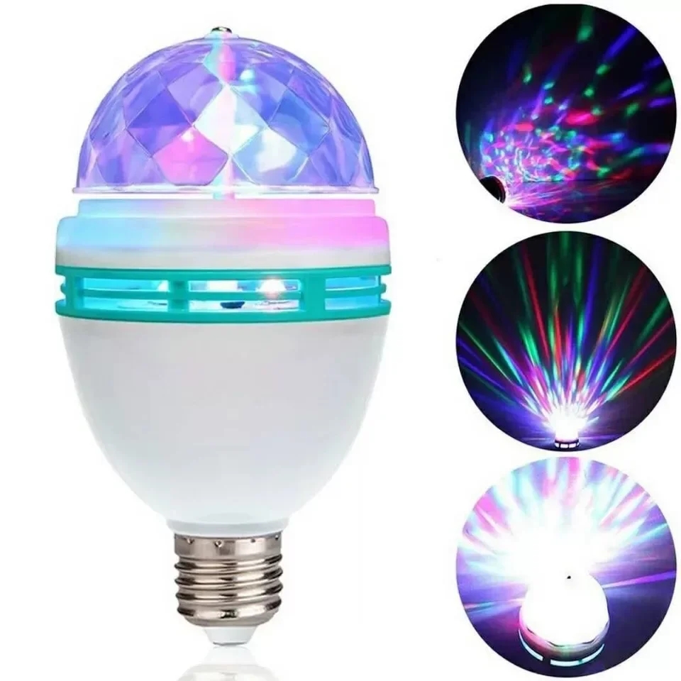 Luz de discoteca E27, lámpara de RGB giratoria, luz LED estroboscópica, Bombilla de discoteca de cristal para de cumpleaños, Club, Bar, KTV, Halloween y Navidad: Luz cálida / Enchufe estadounidense