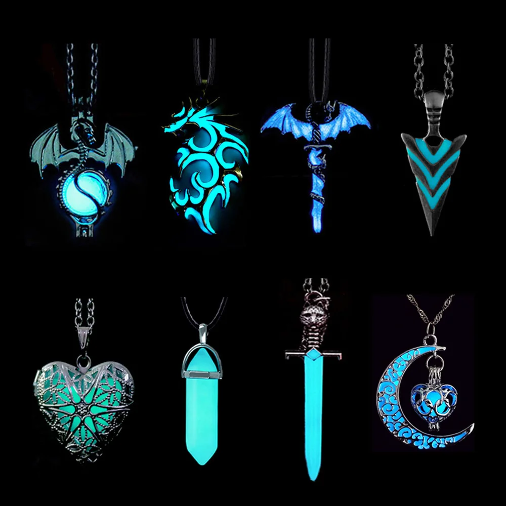 Luminous Dragon Necklace Glowing Night Fluorescence Antique Vintage Glow In The Dark for Men Women Party Halloween Day Club
