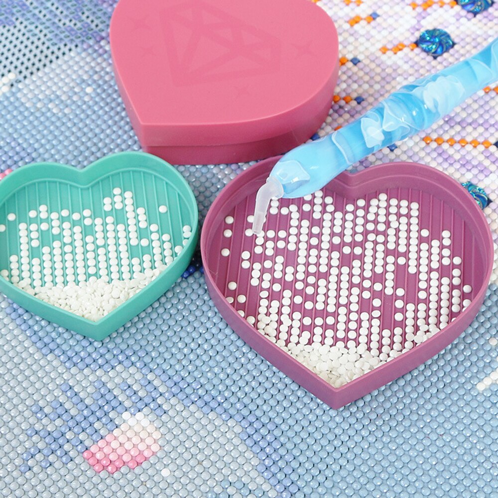 Heart-Shaped Diamond Painting Tray Beading Plates Square Round Rhinestone Storage Tray Cross Stitch Embroidery Accessories