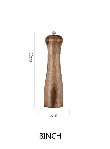 5" 8" 10" Salt and Pepper Grinder, Solid Wood Spice Pepper Mill with Strong Adjustable Ceramic Grinder Kitchen Cooking Tools: 8-inch grinder
