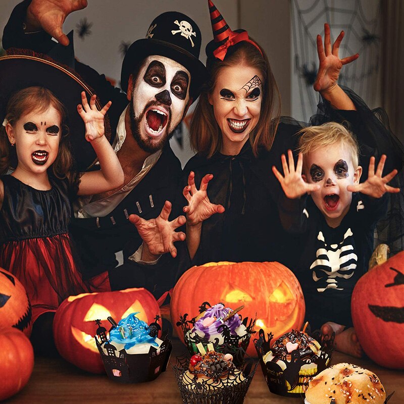 Pumpkin spider web Confetti Cupcake Wrapper Halloween eve party Birthday Wedding bridal shower decoration table centerpiece