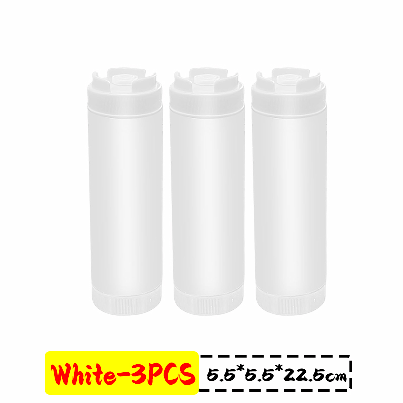 16oz Double Head Squeeze Bottle Large Capacity Squeeze Sauce Bottle Ketchup Salad Honey Dispenser BBQ Oil Bottles Kitchen Gadget: Light Grey