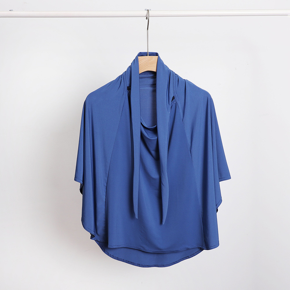 Ramadan Spring Summer Breathable Ironless Hijabs Long Instant Hijab Woman Ready To Wear With Face Masks Ready to Wear Hijabs: lce grey