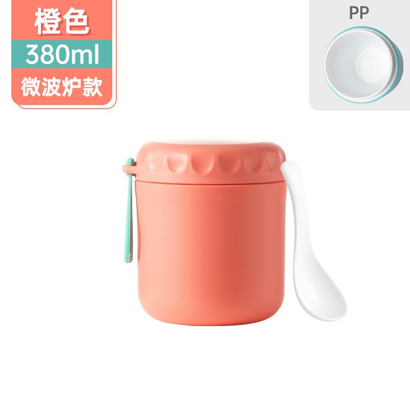 Frascos de vacío de 430ML, termos portátiles de acero inoxidable para estudiantes, caja de almuerzo con aislamiento de gachas, leche, desayuno, sopa, tazas: PP Pink