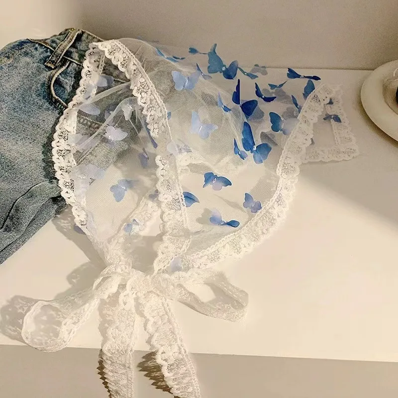 Retro Kant Bandana Hoofdband Print Haar Sjaal Bohemen Driehoek Hoofddoek Witte Haarbanden voor Dames Meisje Mode Zoete Hoofddoek: Roze