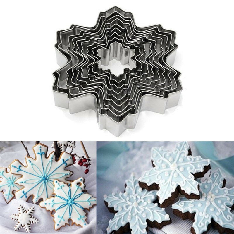9 stuks kerst sneeuwvlok koekjesvorm taartdecoratie bakvorm mal gereedschap fondant klei aardewerk vorm uitstekers