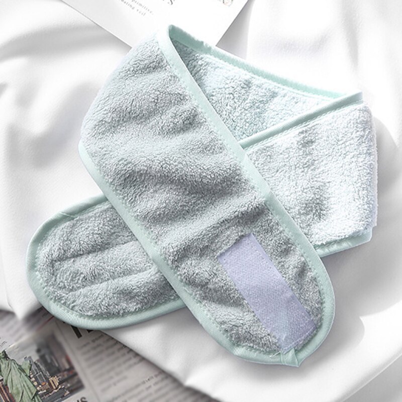 Diadema Facial de algodón para mujer, bandana de Velcro, gorro de ducha para la cabeza, envoltura mágica para el cabello, accesorios para el cabello: Verde