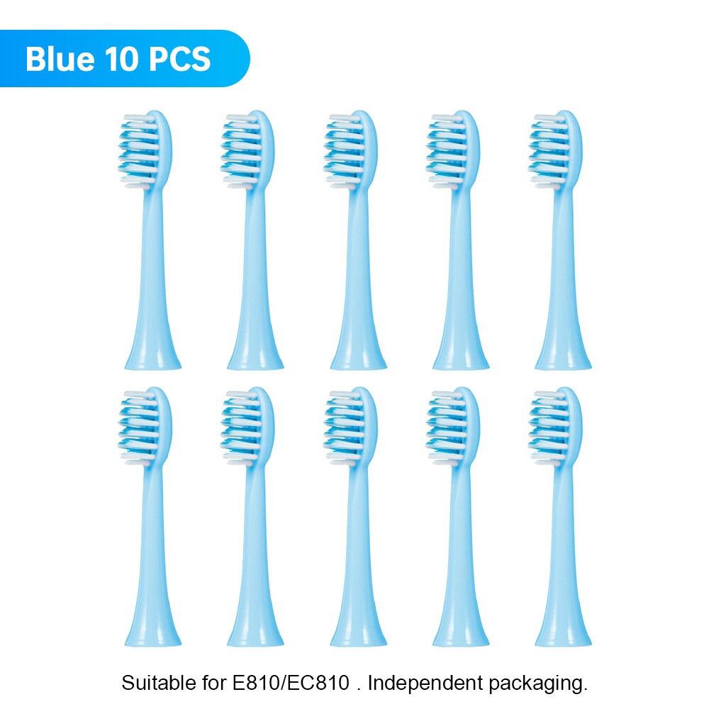 10 Pcs Replacement Brush Heads For E819 E810 EC810 Ultrasonic Electric Toothbrush Soft Bristle Nozzles with Sealed Package