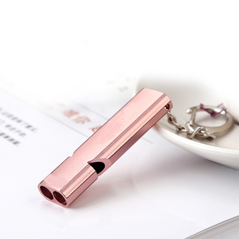 Silbato de acero inoxidable North Wolf, silbato de alta frecuencia de supervivencia al aire libre, alto Decibelio, estallido de doble agujero: NR0613-Rose Gold