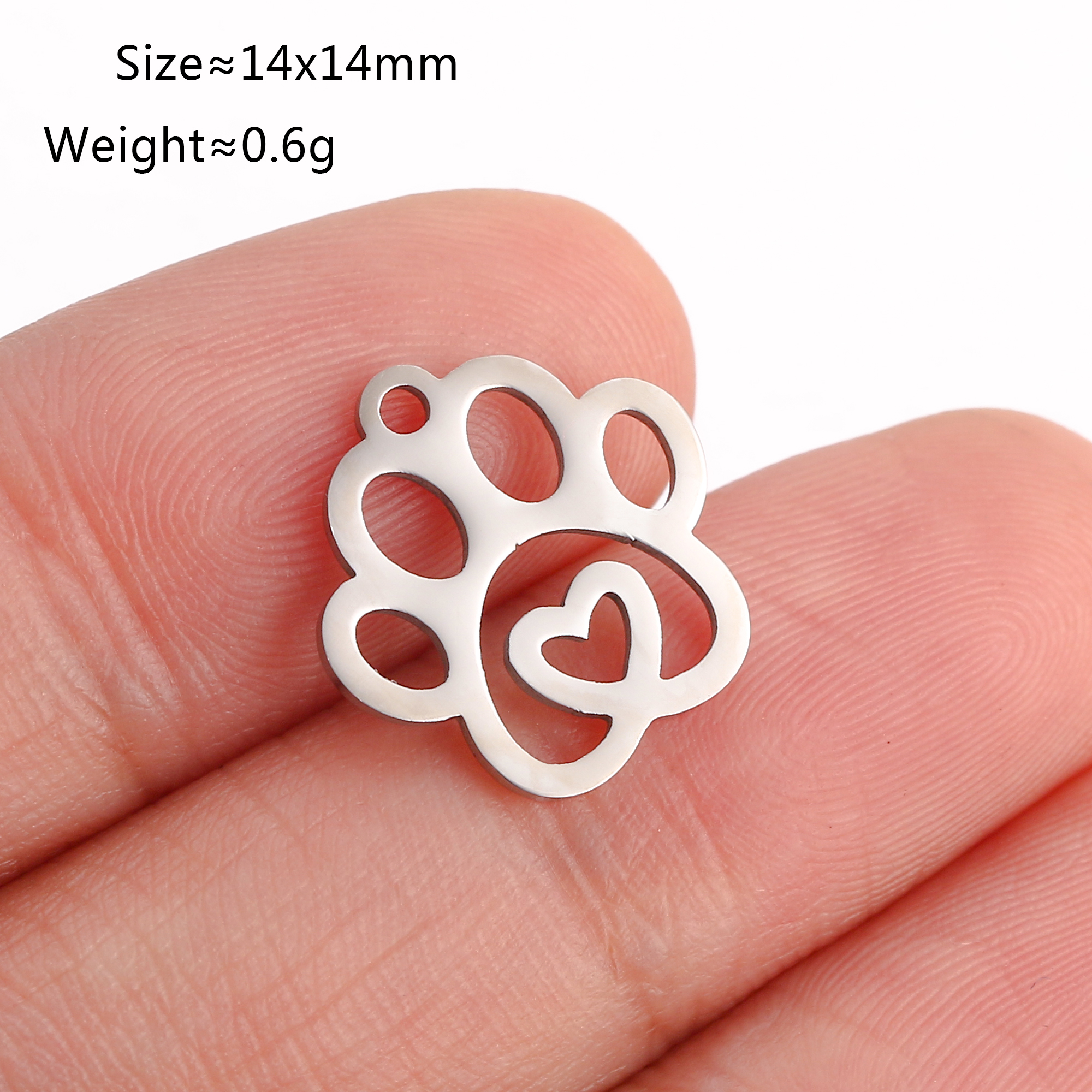 5 unids/lote de dijes con temática de animales, pata de gato/corazón de amor, garra de perro/herradura, colgantes de acero inoxidable, manualidades DIY, suministros para hacer joyas: Zinc negro plateado