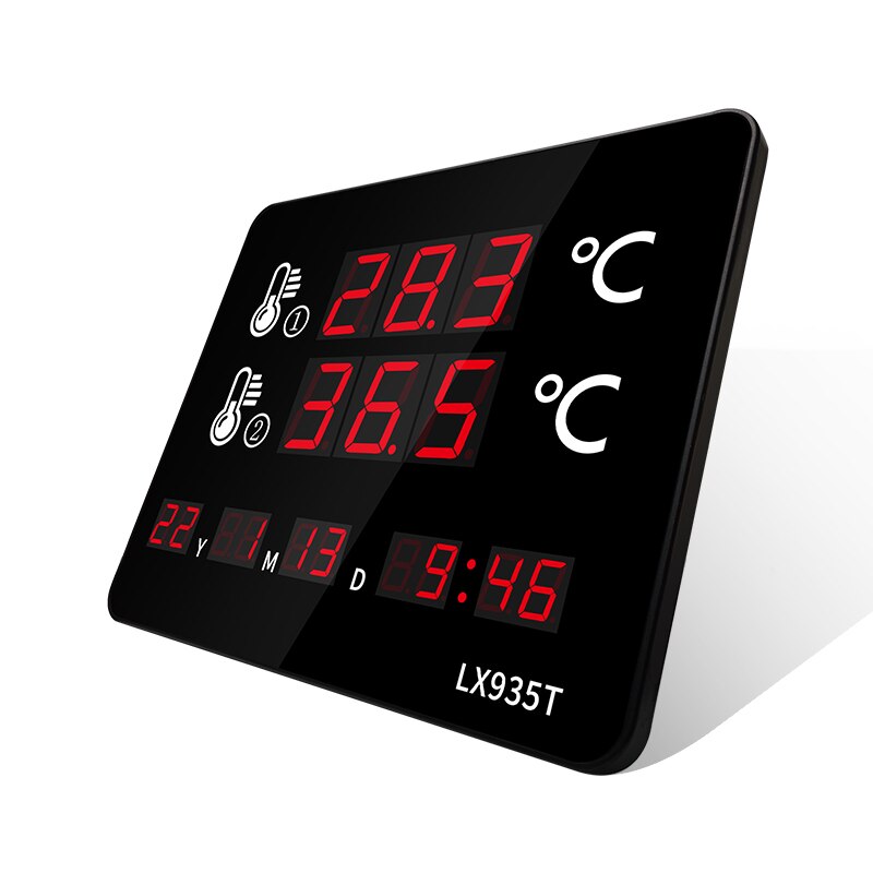 LED Digital Sauna Thermometer Wall-mounted Time and Alarm Function Swimming Pool Thermometer With Dual Waterproof Probe